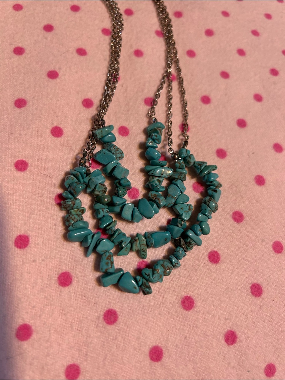 Paparazzi Brand Turquoise Chip Layered Necklace and Matching Earrings